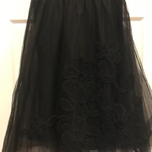 Maeve Black Floral Midi Skirt